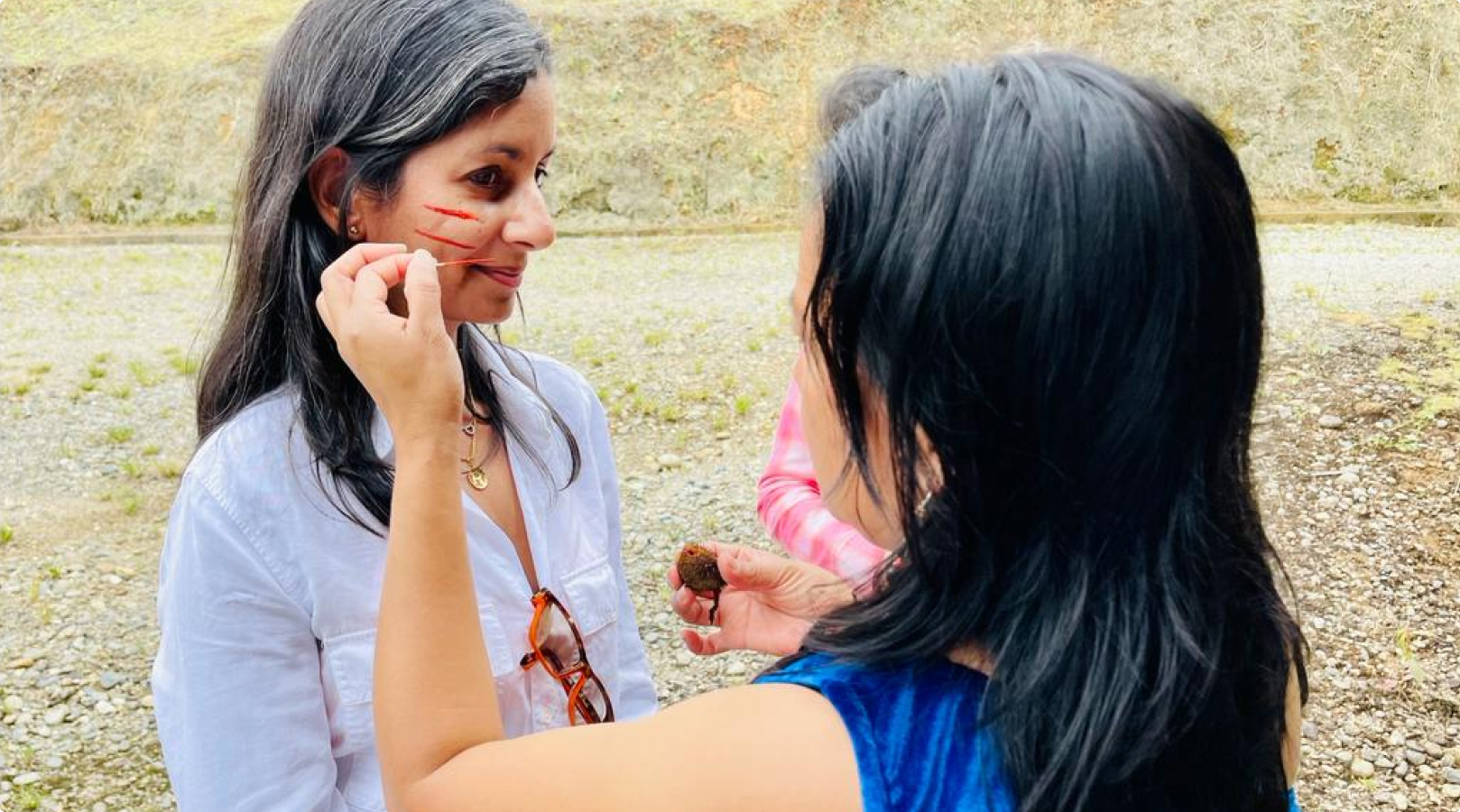 Indigenous face-painting in Ecuador
